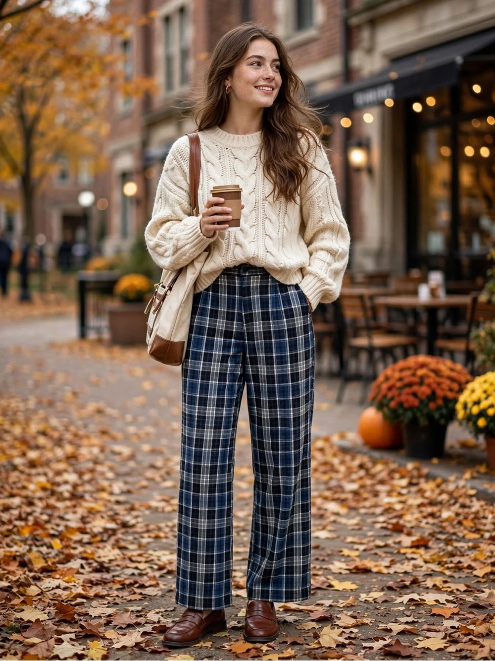 John Galt Brandy Melville Blue Plaid Wide Leg Pants XS Y2K